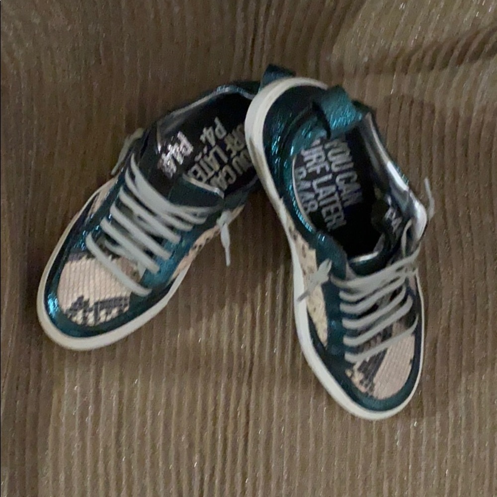 P448 sneaker-  glitter green/snakeskin